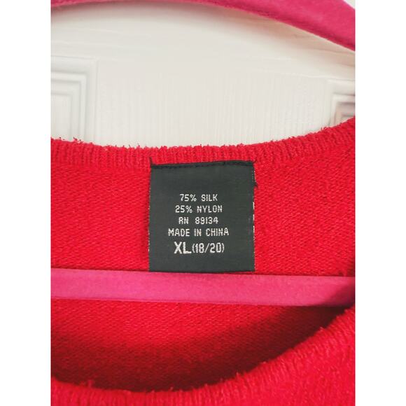 Vintage Silk Winter Novelty Sweater XL Red Snowflakes Christmas Twee Retro Artsy - Picture 5 of 6